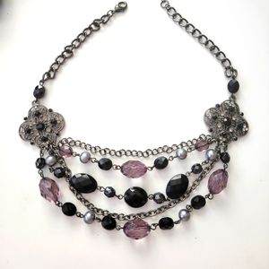 Black beaded multi-strand necklace